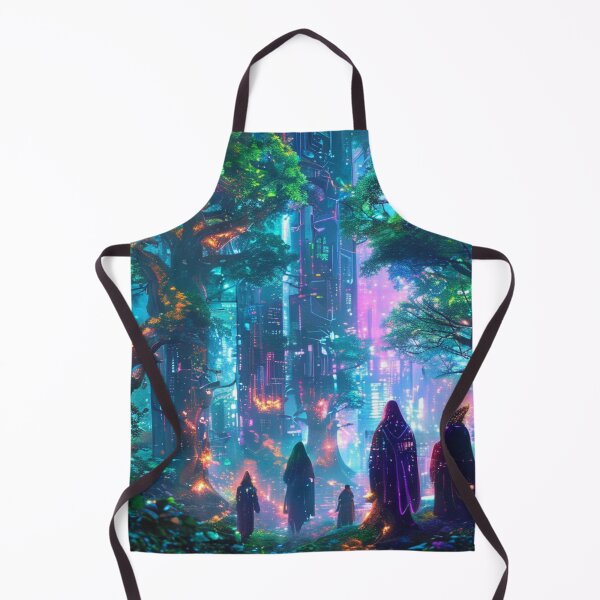 Item preview, Techno Grove – Hooded Journey Through Bioluminescent Forest City designed and sold by Cristhian Almanza.