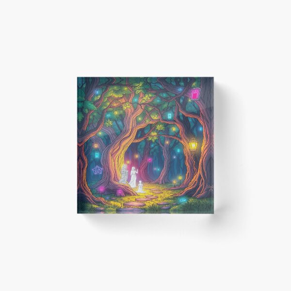 Item preview, Lantern Grove – Ghostly Figures in Enchanted Forest Path designed and sold by Cristhian Almanza.