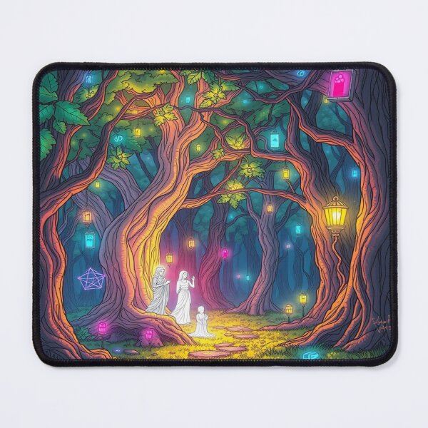 Item preview, Lantern Grove – Ghostly Figures in Enchanted Forest Path designed and sold by Cristhian Almanza.