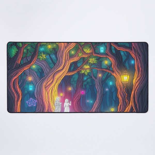 Item preview, Lantern Grove – Ghostly Figures in Enchanted Forest Path designed and sold by Cristhian Almanza.