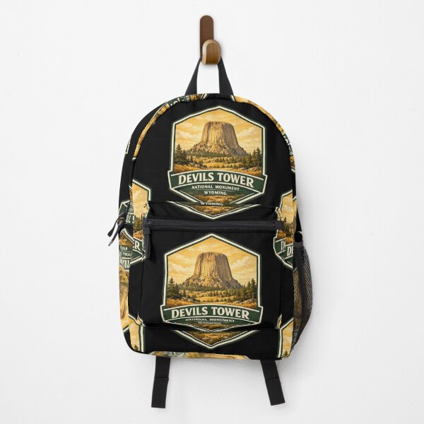 Item preview, Devils Tower National Monument Wyoming Travel Art Badge designed and sold by Ali-printshop.