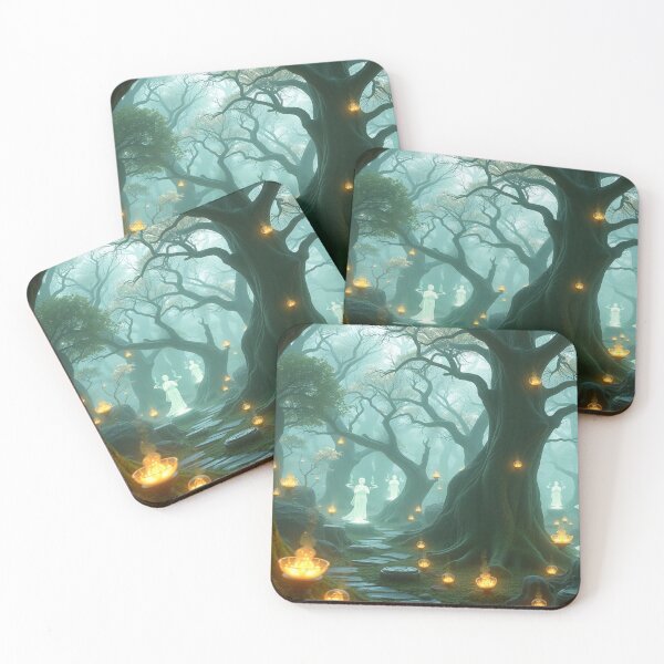 Item preview, Lantern Spirits – Glowing Forest with Ethereal Figures designed and sold by Cristhian Almanza.