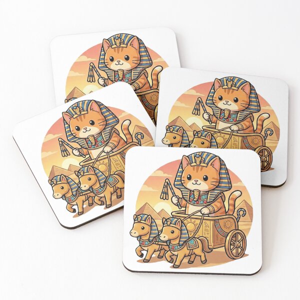 Item preview, Cute Pharaoh Cat in Golden Chariot - Ancient Egypt  designed and sold by MythoWorldddd.