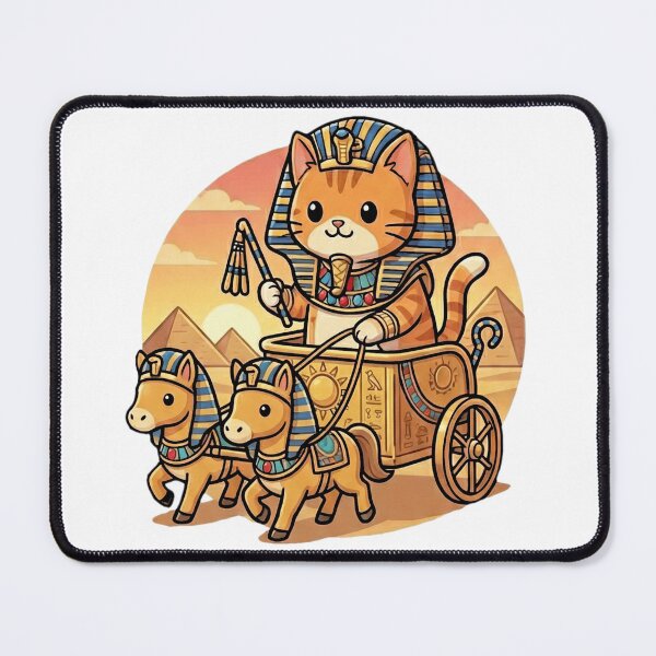 Item preview, Cute Pharaoh Cat in Golden Chariot - Ancient Egypt designed and sold by MythoWorldddd.