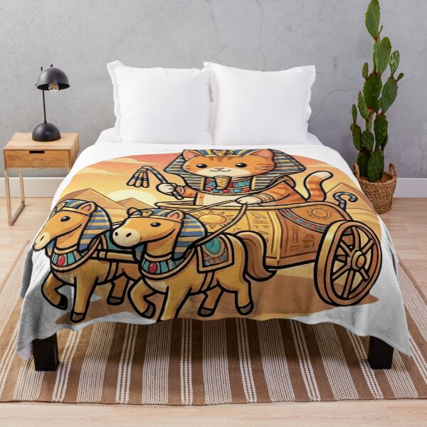 Item preview, Cute Pharaoh Cat in Golden Chariot - Ancient Egypt  designed and sold by MythoWorldddd.
