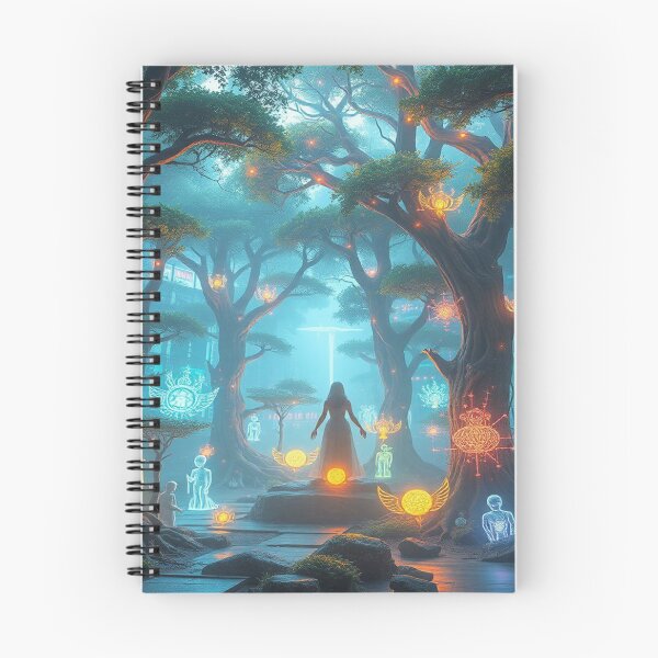 Item preview, Holographic Ceremony – Mystic Forest with Glowing Symbols and Cityscape designed and sold by Cristhian Almanza.