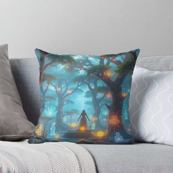 Item preview, Holographic Ceremony – Mystic Forest with Glowing Symbols and Cityscape designed and sold by Cristhian Almanza.