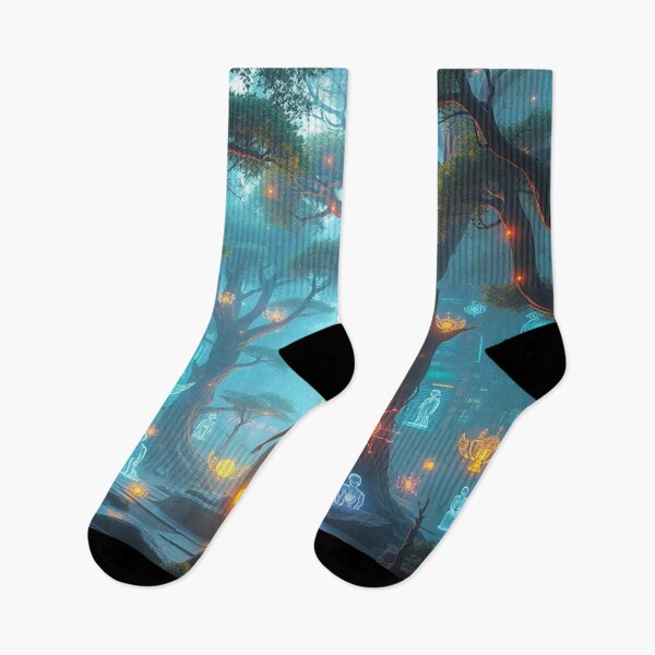 Item preview, Holographic Ceremony – Mystic Forest with Glowing Symbols and Cityscape designed and sold by Cristhian Almanza.
