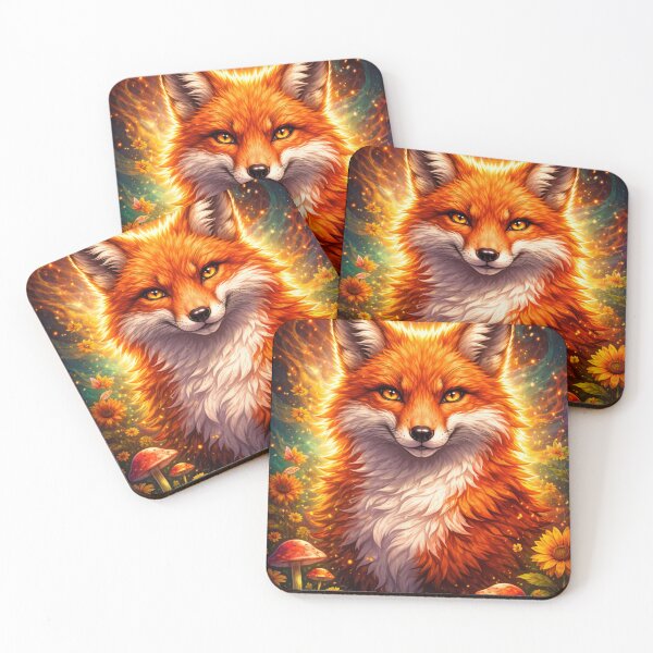 Item preview, Mystic Halo Fox – Glowing Fantasy Forest Fox Art designed and sold by GoldenDreamGallery.