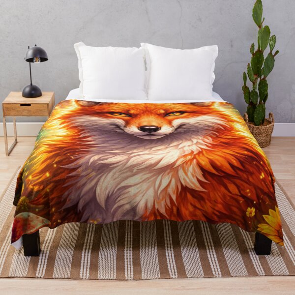 Item preview, Mystic Halo Fox – Glowing Fantasy Forest Fox Art designed and sold by GoldenDreamGallery.