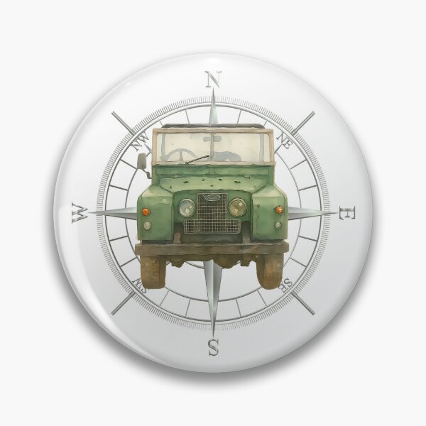 Item preview, Vintage Green Landy 4x4 & Compass Rose - Classic Overland Adventure designed and sold by Marlienart.