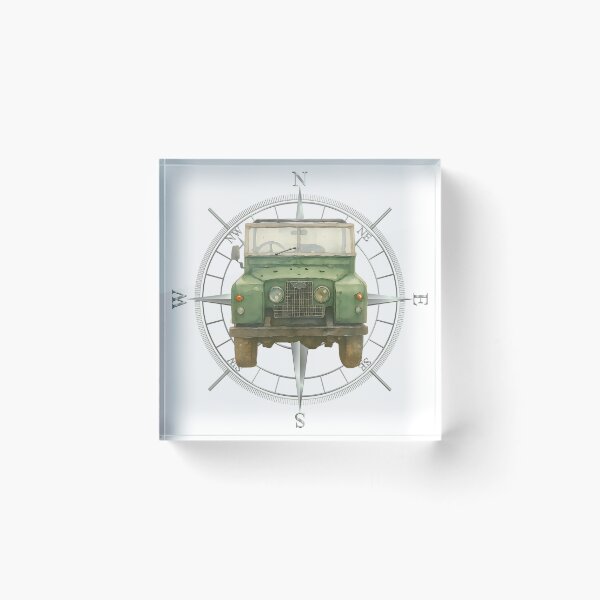 Item preview, Vintage Green Landy 4x4 & Compass Rose - Classic Overland Adventure designed and sold by Marlienart.