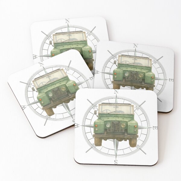Item preview, Vintage Green Landy 4x4 & Compass Rose - Classic Overland Adventure designed and sold by Marlienart.