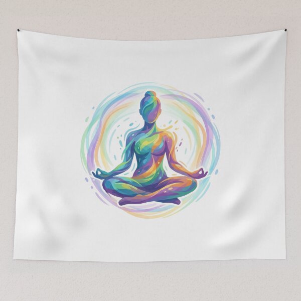 Item preview, Rainbow Meditation Vibrant Digital Vector Art for Spiritual Yoga Lover designed and sold by chattsuede.