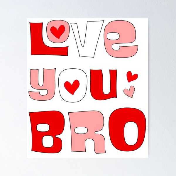 Item preview, Retro Groovy Love You Bro Pink and Red Typographic Art designed and sold by DeeLulu.
