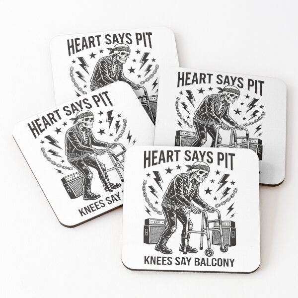 Item preview, Heart Says Pit Knees Say Balcony – Metal Skeleton Rock Illustration designed and sold by OskarCreates.