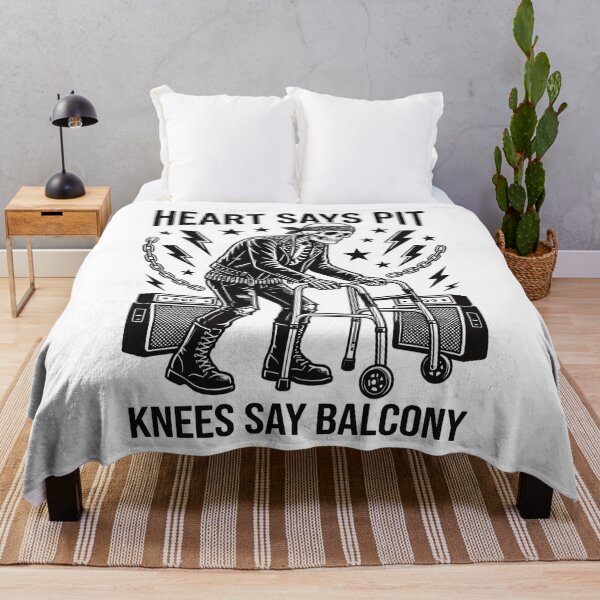 Item preview, Heart Says Pit Knees Say Balcony – Metal Skeleton Rock Illustration designed and sold by OskarCreates.