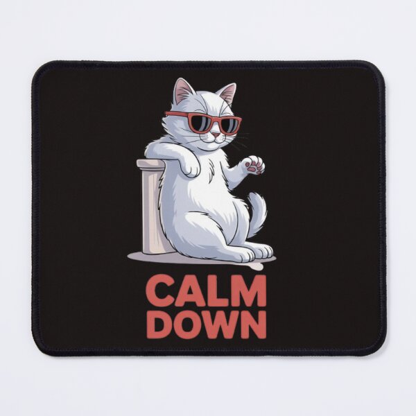 Item preview, Cool White Cat – Calm Down Attitude Illustration designed and sold by BoB-66.