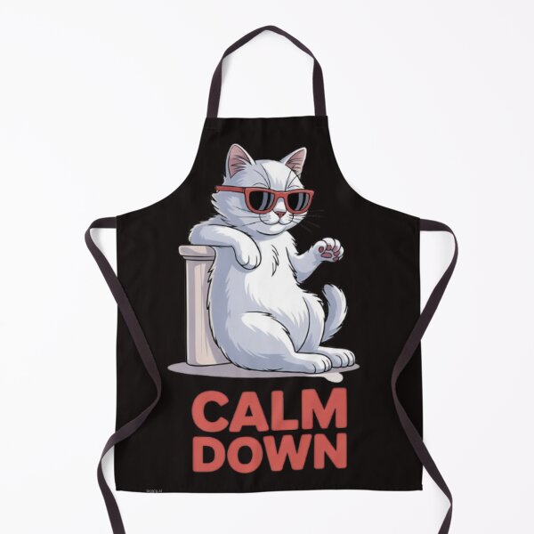 Item preview, Cool White Cat – Calm Down Attitude Illustration designed and sold by BoB-66.