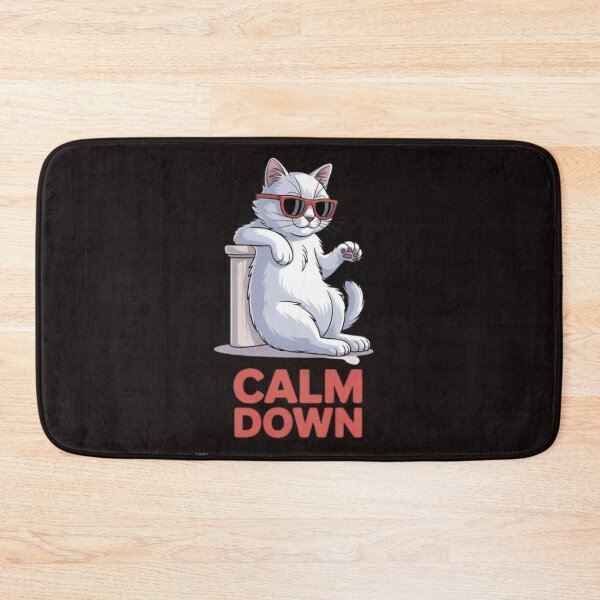 Item preview, Cool White Cat – Calm Down Attitude Illustration designed and sold by BoB-66.
