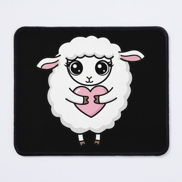 Item preview, Wide Eyed Lamb Hugs Pink Heart Fluffy Animal Design designed and sold by GetGoodFit.