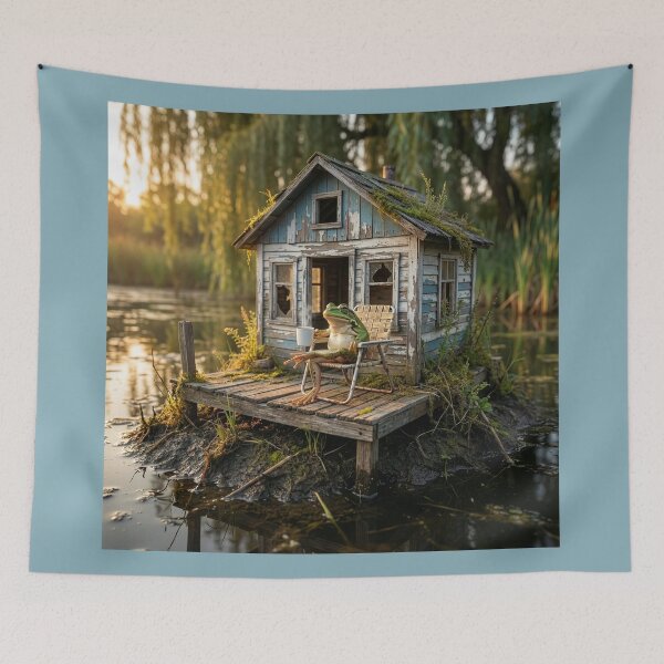 Item preview, Frog Has Morning Coffee on His Deck designed and sold by Tridentulus.