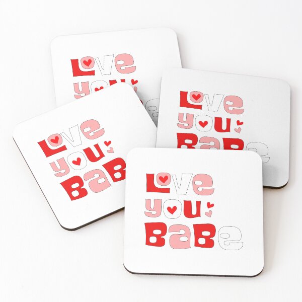 Item preview, Retro Groovy Love You Babe Pink and Red Valentine Typographic Art designed and sold by DeeLulu.