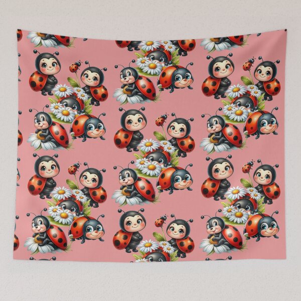 Item preview, Kawaii Ladybugs Floral Illustration designed and sold by Szpaku desart .