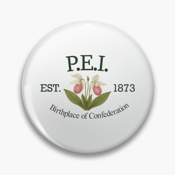 Item preview, Birthplace of Confederation - Vintage P.E.I. Lady's Slipper (Green Text on White) designed and sold by Moth and Moonstone Shop.