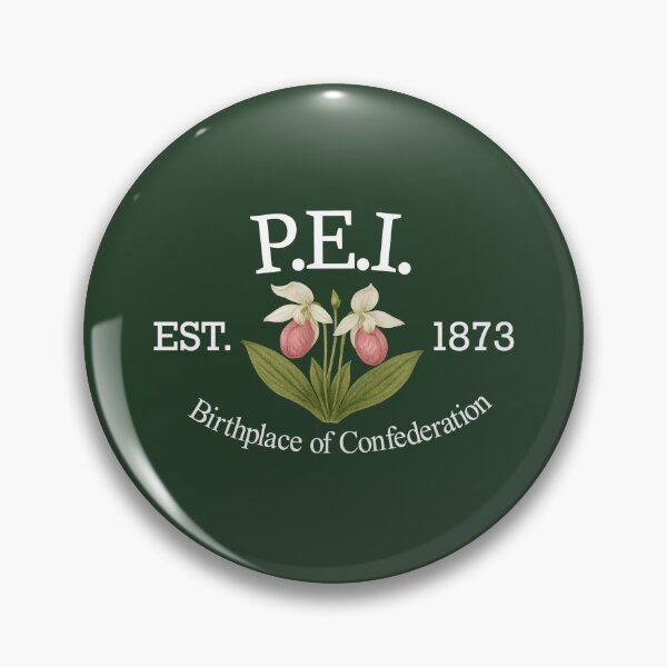 Item preview, Birthplace of Confederation - Vintage P.E.I. Lady's Slipper (White Text on Green) designed and sold by Moth and Moonstone Shop.