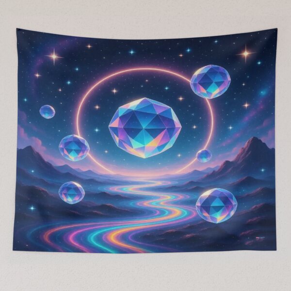 Item preview, Celestial Flow – Iridescent Gems Over Cosmic River designed and sold by Cristhian Almanza.