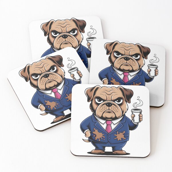 Item preview, Funny Grumpy Bulldog Business Man Vector Art - 4K High Resolution Digital Illustration designed and sold by The Grumpy Pet Club.