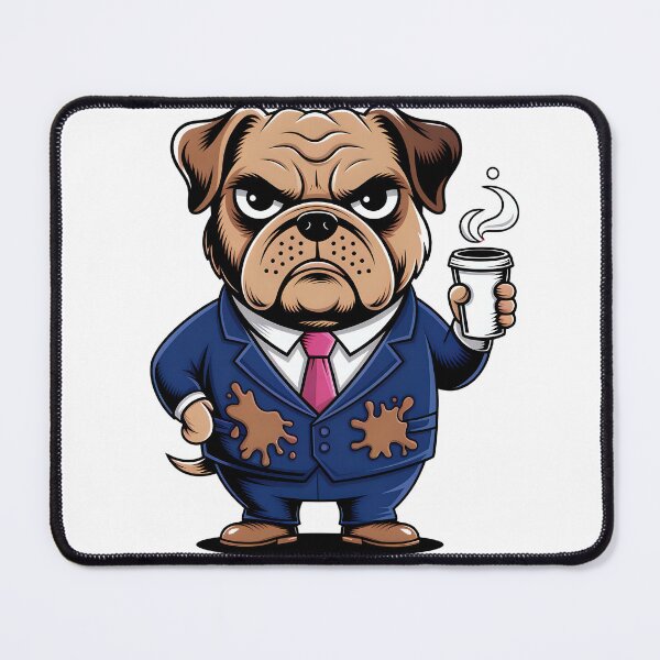 Item preview, Funny Grumpy Bulldog Business Man Vector Art - 4K High Resolution Digital Illustration designed and sold by The Grumpy Pet Club.