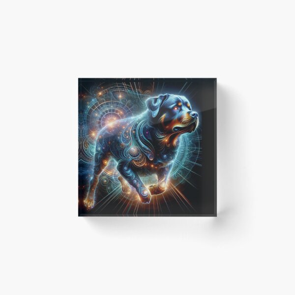 Item preview, Cosmic Rottweiler in Neon Spirals designed and sold by Wags & Tails.