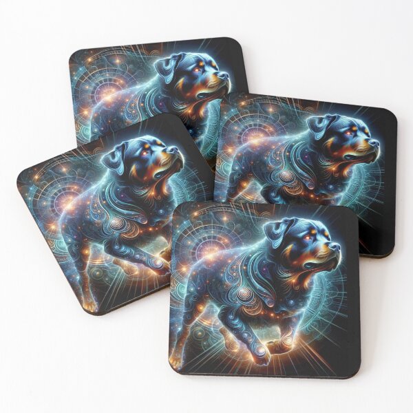 Item preview, Cosmic Rottweiler in Neon Spirals designed and sold by Wags & Tails.