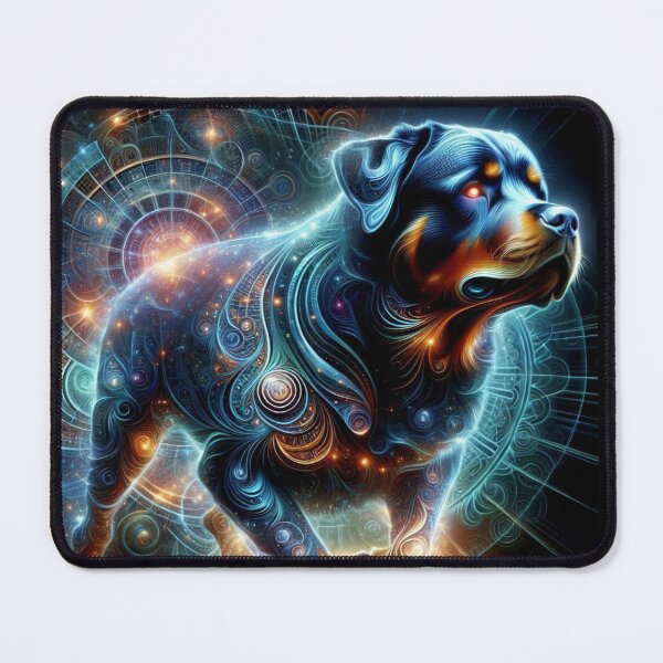 Item preview, Cosmic Rottweiler in Neon Spirals designed and sold by Wags & Tails.