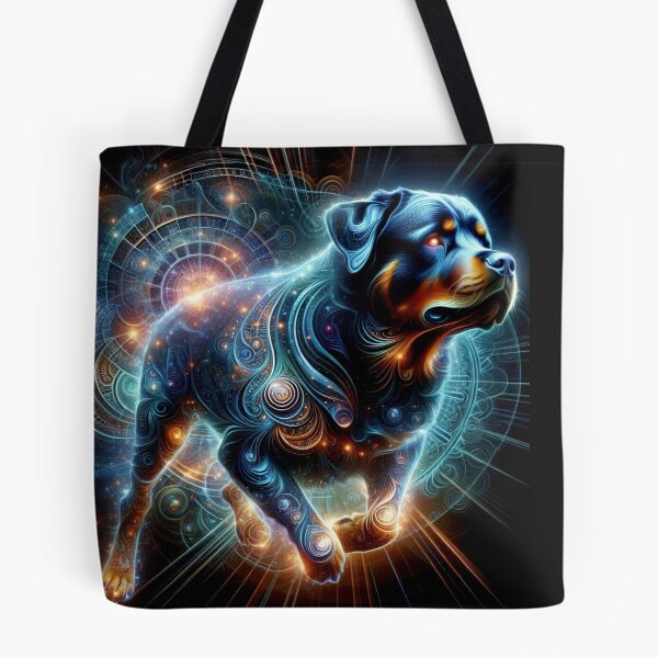 Item preview, Cosmic Rottweiler in Neon Spirals designed and sold by Wags & Tails.