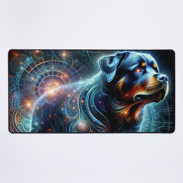 Item preview, Cosmic Rottweiler in Neon Spirals designed and sold by Wags & Tails.