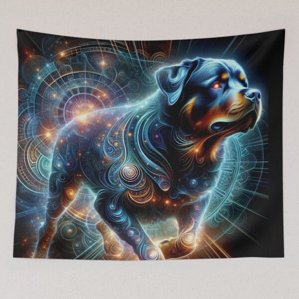 Item preview, Cosmic Rottweiler in Neon Spirals designed and sold by Wags & Tails.