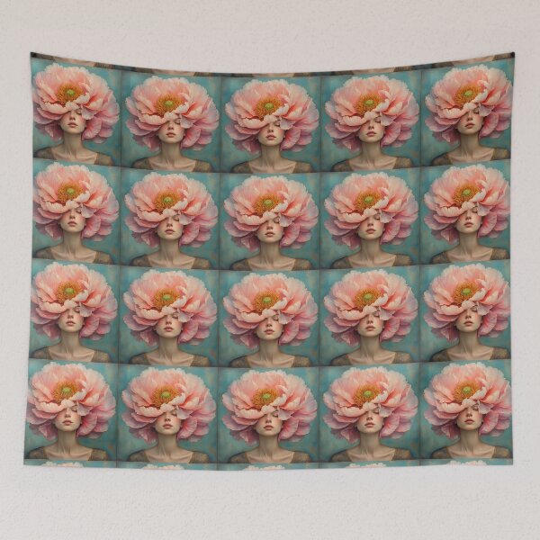 Item preview, A girl with a peony flower on her head. designed and sold by Natalia-Vlad.