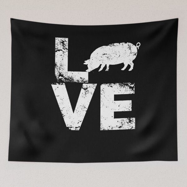 Item preview, I Love Pigs Distressed White Pig Silhouette designed and sold by LarkDesigns.