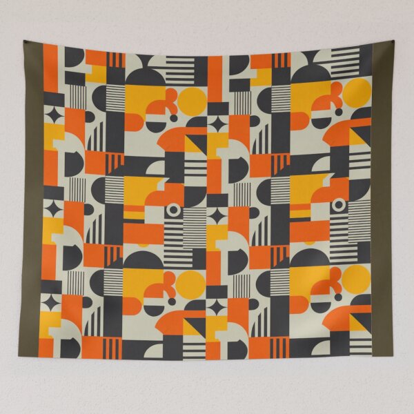 Item preview, Textile pattern Vintage Bauhaus Mid Century MCM Modern Geometric  home decor designed and sold by BlueLineLAX.