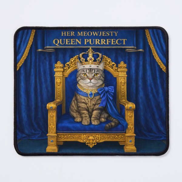 Item preview, Grey Tabby Royal Cat – Her Meowjesty Queen Purrfect designed and sold by PurrfectWhisper.