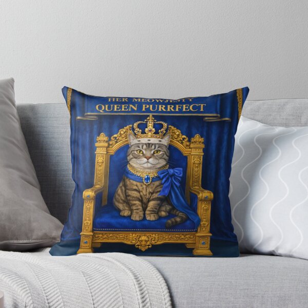 Item preview, Grey Tabby Royal Cat – Her Meowjesty Queen Purrfect designed and sold by PurrfectWhisper.