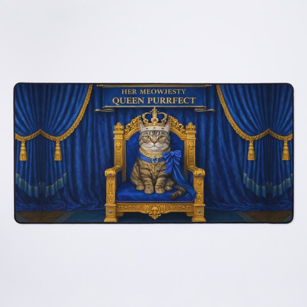 Item preview, Grey Tabby Royal Cat – Her Meowjesty Queen Purrfect designed and sold by PurrfectWhisper.