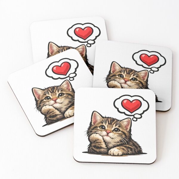 Item preview, Cute Cat Art with Love-Struck Kitten designed and sold by memememescat.