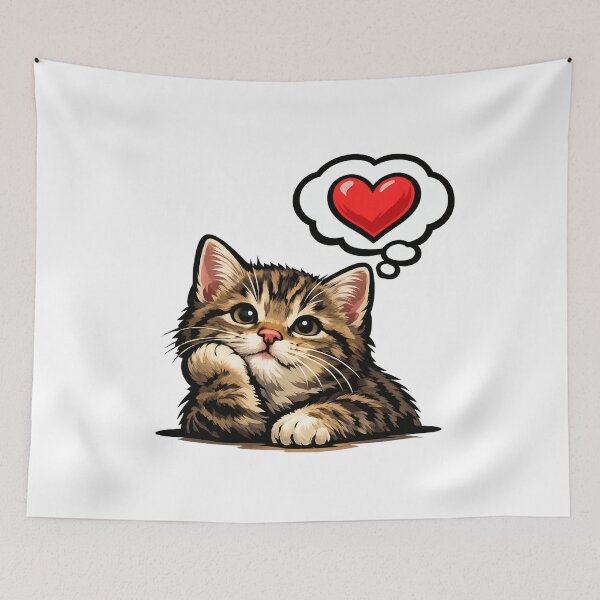 Item preview, Cute Cat Art with Love-Struck Kitten designed and sold by memememescat.