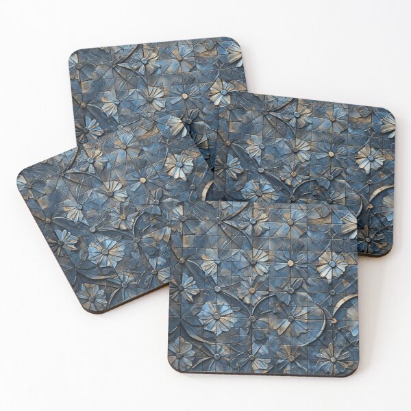 Item preview, Abstract Geometric Floral Metal Relief with Blue Patina designed and sold by Virtuals1.