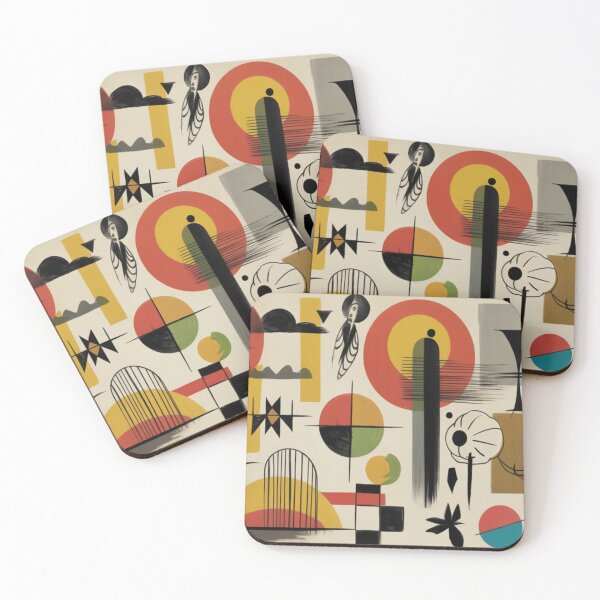 Item preview, Mid-Century Abstract Geometric  Native Tribal Art Boho designed and sold by BlueLineLAX.