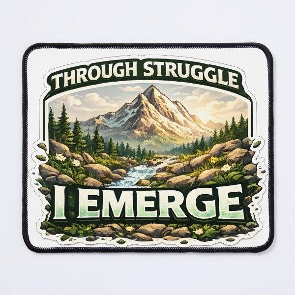 Item preview, Through Struggle I Emerge – Mountain Resilience Quote Design designed and sold by Signal Press.
